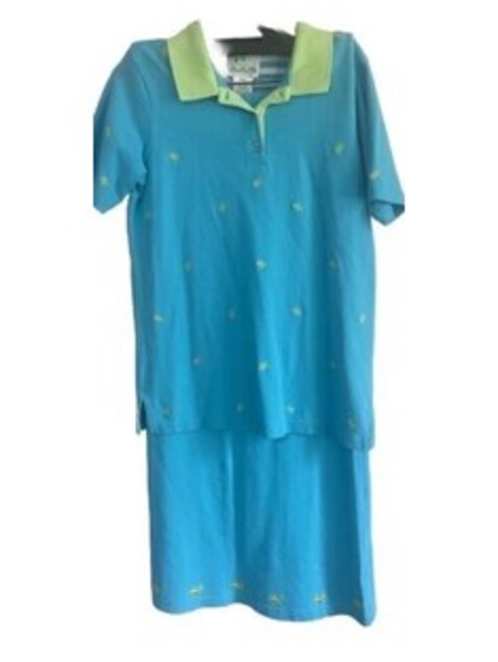 Quacker Factory Polo Shirt Skirt Set 2pc Embellished Turtles Long Skirt Small